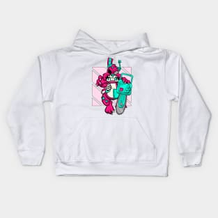 White rabbit zombie robot monster Kids Hoodie